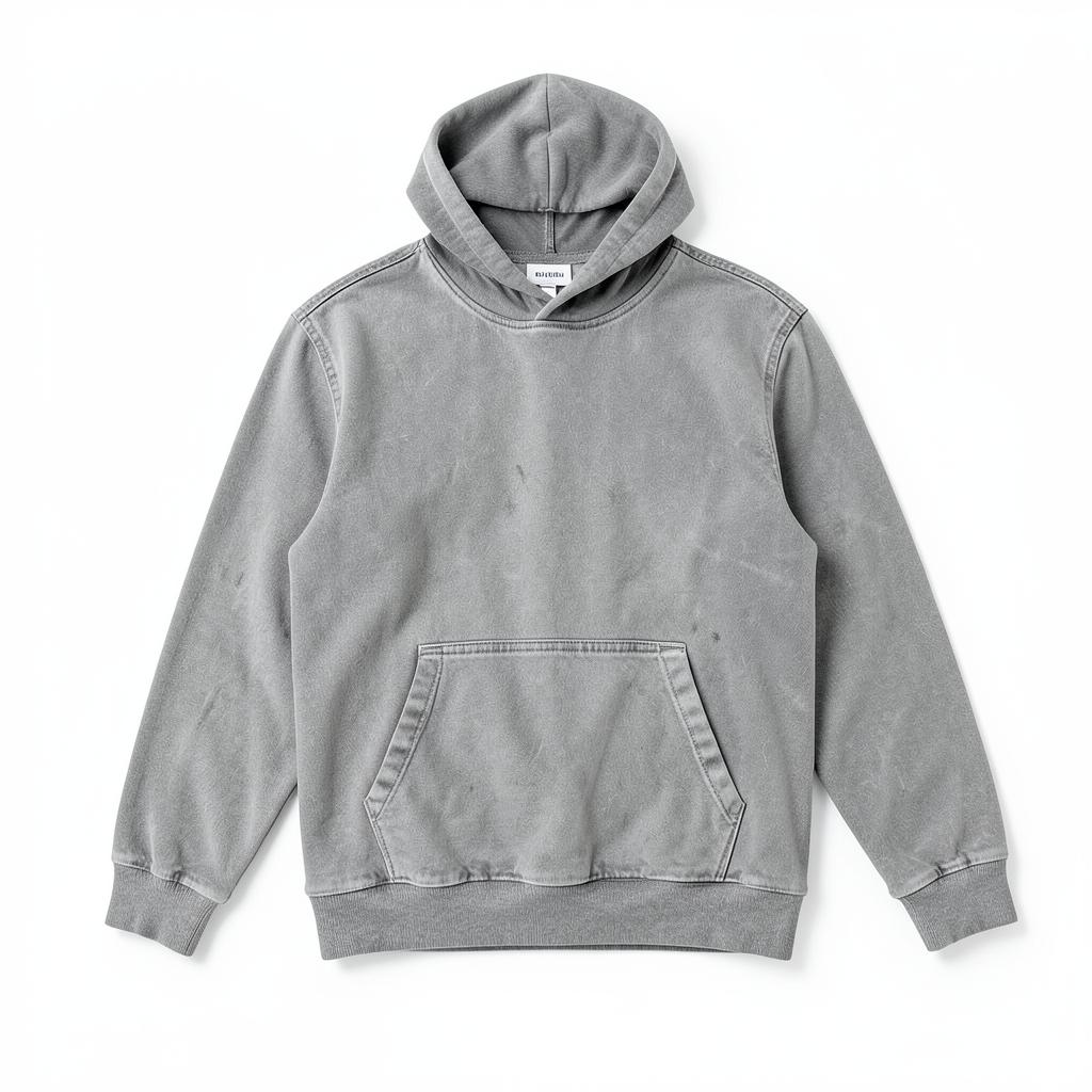 Acid-Wash Hoodie — plain garment on white background