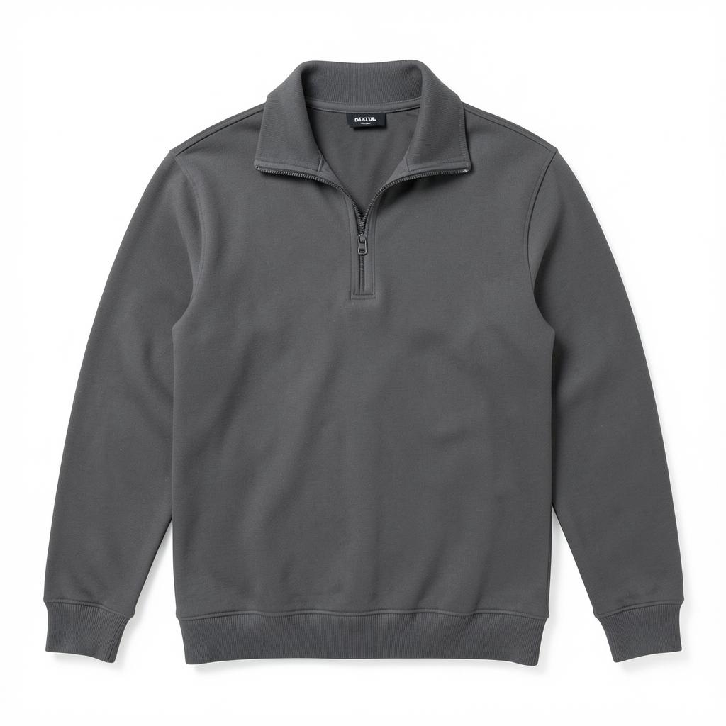 Half-Zip Sweatshirt — plain garment on white background