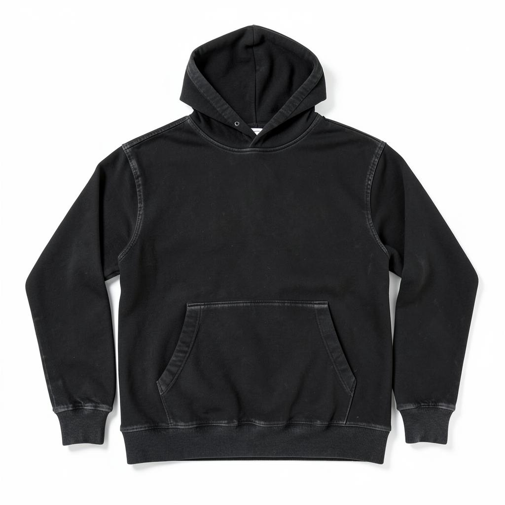 Vintage-Wash Hoodie — plain garment on white background