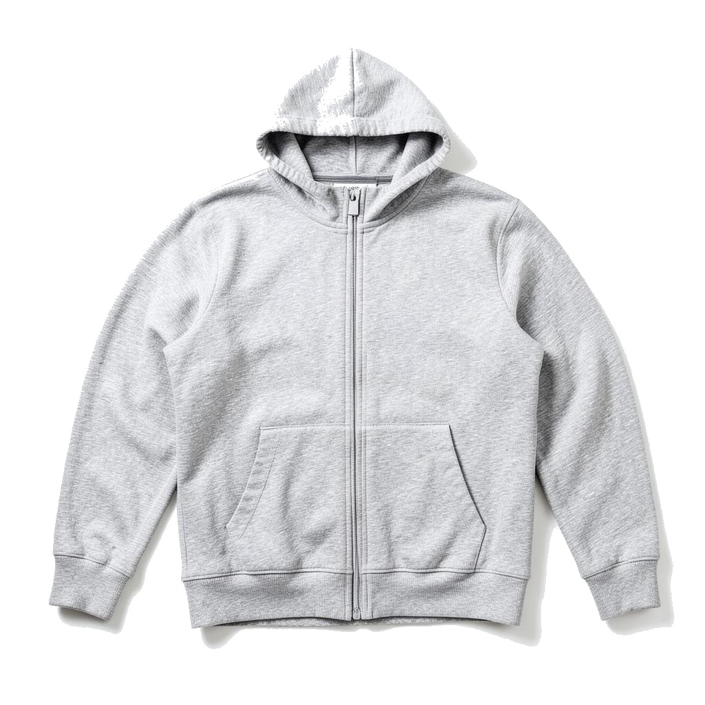 Zip-Up Hoodie — plain garment on white background